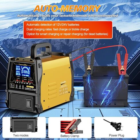 12V 24V Car Battery Charger Heavy Duty, 0-15A Automatic Battery Maintainer, 2026 Upgraded, Fast & Trickle Charge, Pulse Repair, for AGM Lead-Acid Deep Cycle, Car Truck Motorcycle RV Boat Lawn Mower in Kuwait