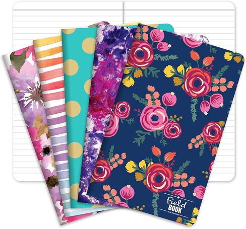 Elan Publishing Company Field Notebook/Journal - 5"x8" - Assorted Patterns - Lined Memo Book - Pack of 5 in Kuwait