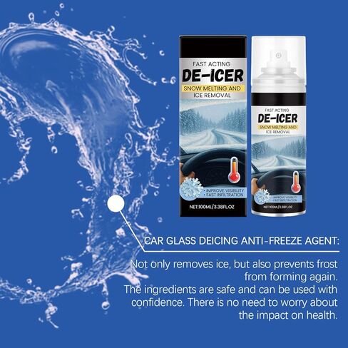 Windshield Deicer - 100ml Fast Acting Anti-Freeze Snow Melting - Snow Remover for Cars | for Winter Window Frost Refrigerator Freezer Outside Outdoor in Kuwait
