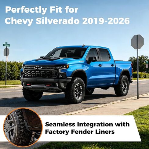4 PCS Mud Flap Delete Kit for Chevy Silverado 2019-2026 - Sleek Mud Guard Replacement Accessories - Front and Rear No-Drilling Mudguards Set - Compatible with Chevrolet Silverado 1500 in Saudi Arabia