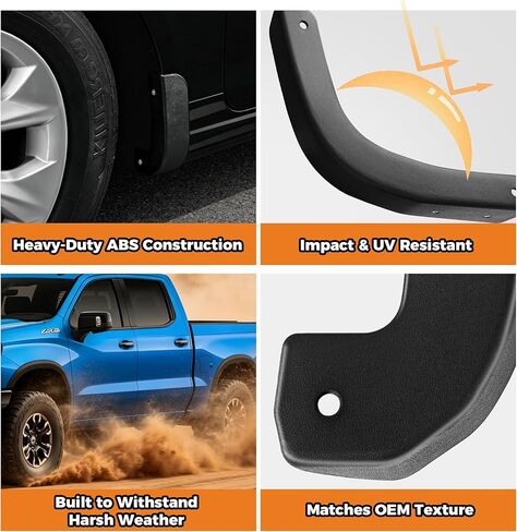 4 PCS Mud Flap Delete Kit for Chevy Silverado 2019-2026 - Sleek Mud Guard Replacement Accessories - Front and Rear No-Drilling Mudguards Set - Compatible with Chevrolet Silverado 1500 in Saudi Arabia