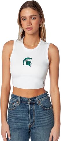 Hype & Vice Cut-Off Tank for Women (X-Small) - Michigan State University Top for Women, Cropped Fit Tank Top, College Shirts for Game Days - White in Saudi Arabia