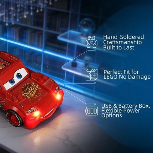 مصباح LED من YEABRICKS لنموذج مكعبات البناء Lightning McQueen من Lego-77255 (مجموعة البناء غير متضمنة) in Kuwait
