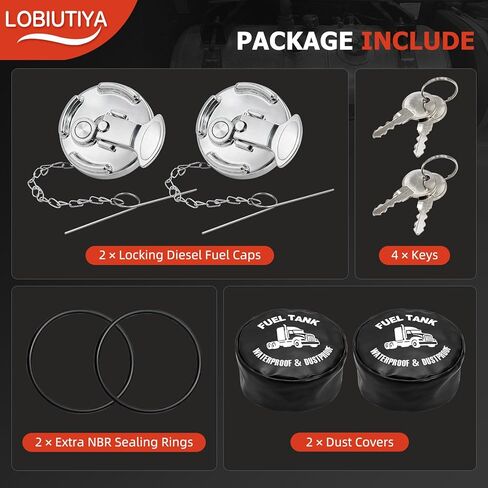 2 Pack 4" Locking Fuel Cap for Peterbilt, Extra Sealing Ring & Dust Covers&Aluminum Diesel Fuel Tank Cap with Key for Peterbilt 379 386 389 579, Replace 11-04859-10011-04859-200 600212 in Kuwait