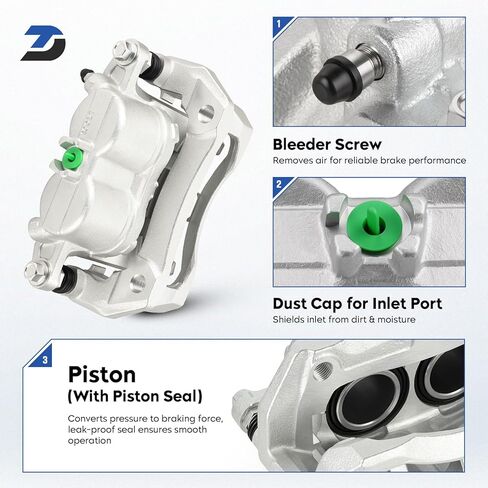 Front Disc Brake Caliper Assembly w/Bracket Fit for 2007-2016 Honda CR-V, 2005-2010 Honda Odyssey, 2010-2015 Honda Crosstour, 2007-2012 Acura RDX, Replaces 19-B2958 19-B2959 in Kuwait