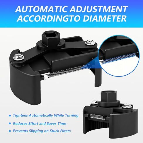 2 PCS Adjustable Oil Filter Wrench Set, 60-80 mm & 80-105 mm Universal Oil Filter Removal Tool, 1/2" & 22mm Drive Non-Slip Auto Clamp Wrench for Car Spin-On Filters in Saudi Arabia