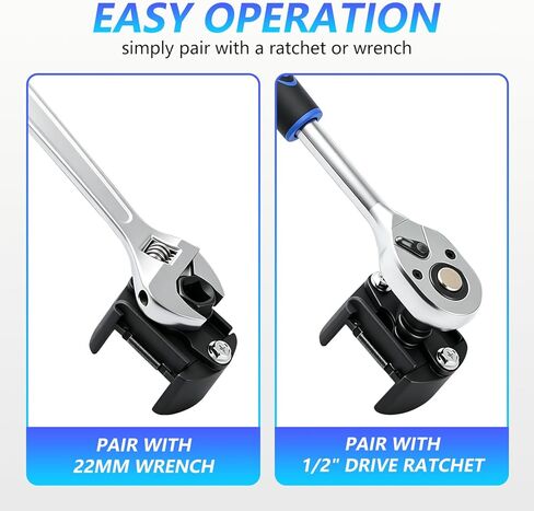 2 PCS Adjustable Oil Filter Wrench Set, 60-80 mm & 80-105 mm Universal Oil Filter Removal Tool, 1/2" & 22mm Drive Non-Slip Auto Clamp Wrench for Car Spin-On Filters in Saudi Arabia