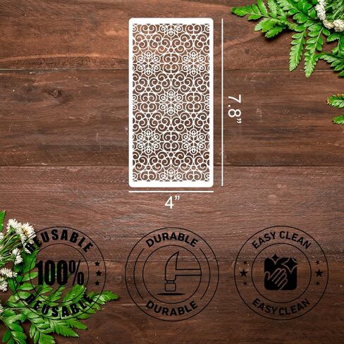 Floral Stencils for Crafts Reusable Damask Texture Stencils for Painting Background Stencil Drawing Templates for Wood Canvas Furniture Scrapbooking in Saudi Arabia