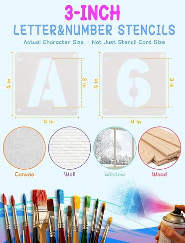 72 Pcs True 3 Inch Letter & Number Stencils - 2 Full Craft Stencil Sets (A-Z & 0-9), Reusable Alphabet Templates Interlocking Stencils for Painting on Wood, Wall, Fabric, Rock, Sign, Craft Projects in Saudi Arabia