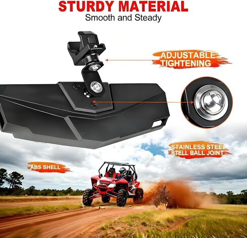 UTV Rear View Mirror, Adjustable Aluminum Clamp UTV Rear View Mirror Fits 1.5"-2" Roll Cage, Compatible with Polaris RZR 1000 Pioneer Talon Kawasaki KRX Mule Yamaha Wolverine 、RTV Can Am X3/ CFMOTO in Saudi Arabia