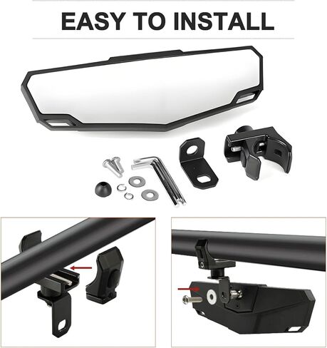 UTV Rear View Mirror, Adjustable Aluminum Clamp UTV Rear View Mirror Fits 1.5"-2" Roll Cage, Compatible with Polaris RZR 1000 Pioneer Talon Kawasaki KRX Mule Yamaha Wolverine 、RTV Can Am X3/ CFMOTO in Saudi Arabia