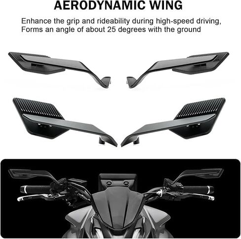 مرايا الرؤية الخلفية للدراجات النارية متوافقة مع Kawas@ki Z125 Pro Z250 Z250SL Z300 Z400 Z650 Z750 Z800 Z900 Z1000 وHond@ CB650R CB650F CB650F ABS CB 750 Hornet - أسود in Kuwait