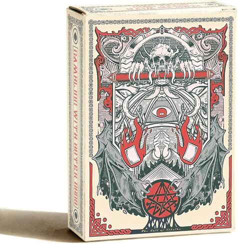 أوراق اللعب، بطاقات البوكر ذات الطراز القديم، بطاقة لعب سلسلة Cthulhu Myth، تصميم بنمط مضاد للانزلاق على الوجهين، مناسبة للتجميع والهدايا، الهالوين، عيد الشكر، (أحمر) in Kuwait