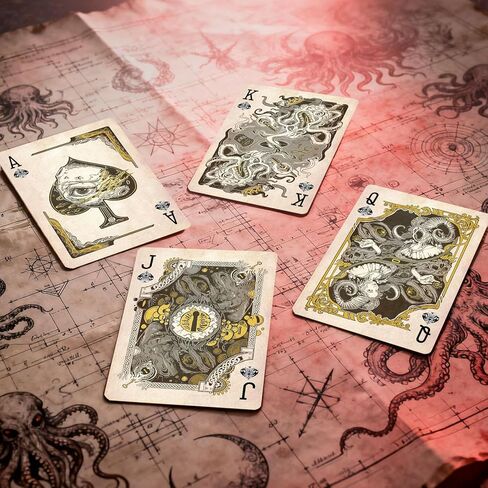 أوراق اللعب، بطاقات البوكر ذات الطراز القديم، بطاقة لعب سلسلة Cthulhu Myth، تصميم بنمط مضاد للانزلاق على الوجهين، مناسبة للتجميع والهدايا، الهالوين، عيد الشكر، (أحمر) in Kuwait