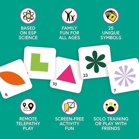 Magic Mind ESP Telepathy Training Card Game - 25 Colorful Psychic Development Cards for Solo & Group Play, Screen-Free Entertainment, Ages 7+ (Inspired by Zener Cards) - Standard Family Card Games in Saudi Arabia