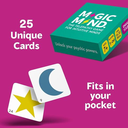 Magic Mind ESP Telepathy Training Card Game - 25 Colorful Psychic Development Cards for Solo & Group Play, Screen-Free Entertainment, Ages 7+ (Inspired by Zener Cards) - Standard Family Card Games in Saudi Arabia