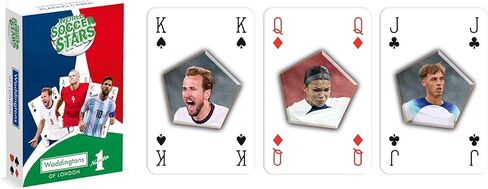 وادينجتون لا. أوراق لعب 1 World Soccer Stars - مجموعة أوراق ذات تأثير ثلاثي الأبعاد - أوراق لعب بلاستيكية - أوراق لعب احترافية - مجموعة أوراق من البطاقات الذهبية in Kuwait
