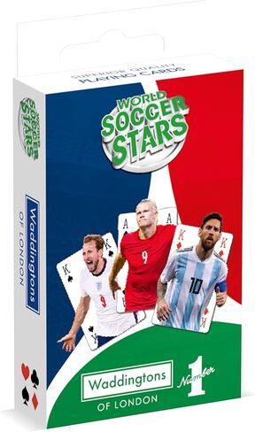 وادينجتون لا. أوراق لعب 1 World Soccer Stars - مجموعة أوراق ذات تأثير ثلاثي الأبعاد - أوراق لعب بلاستيكية - أوراق لعب احترافية - مجموعة أوراق من البطاقات الذهبية in Kuwait