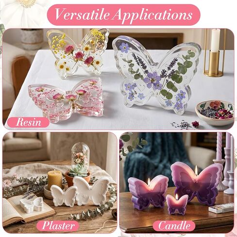 Butterfly Silicone Mold, Butterfly Resin Mold, Soft Demoldable Silicone Molds, 3 Sizes Butterflies Art Craft Molds for Resin Casting Soap Candle Flowers Preservation Spring Decor & Easter Gifts in Kuwait