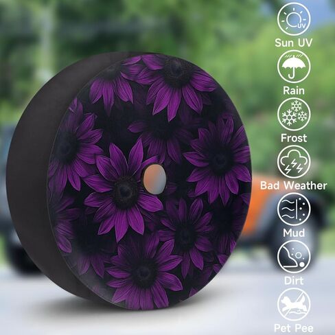 Spare Tire Cover with Backup Camera Hole Purple Sunflower Waterproof Tire Cover Fit for Rv SUV Truck Travel Trailer 17inch in Saudi Arabia