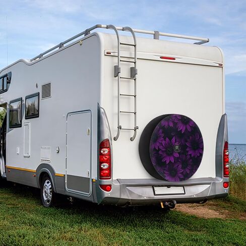 Spare Tire Cover with Backup Camera Hole Purple Sunflower Waterproof Tire Cover Fit for Rv SUV Truck Travel Trailer 17inch in Saudi Arabia