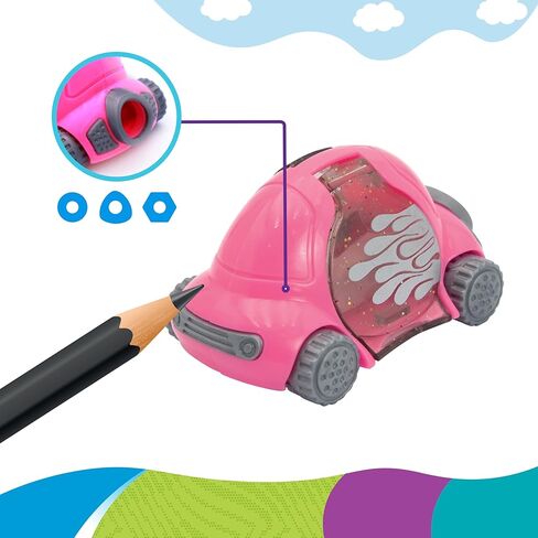 Pointer Car Pencil Sharpeners – Set of 24 Fun Vehicle Design, Assorted Colors – Built-in Shavings Container – Perfect Stocking Stuffers & Christmas Gifts for Kids and Classroom Supplies in Saudi Arabia