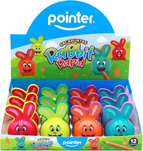Pointer Rabbit Pencil Sharpeners, Set of 12 Cute Bunny Design with Shavings Container, Assorted Colors, Classroom Rewards & Valentine’s Gifts for Kids in Saudi Arabia