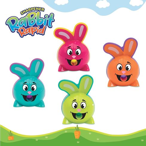 Pointer Rabbit Pencil Sharpeners, Set of 12 Cute Bunny Design with Shavings Container, Assorted Colors, Classroom Rewards & Valentine’s Gifts for Kids in Saudi Arabia