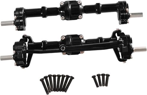 Front and Rear Portal Axles for 1:12 MN82 RC Car Metal Upgrade Parts 145mm Width 5mm Connector- Black in Saudi Arabia