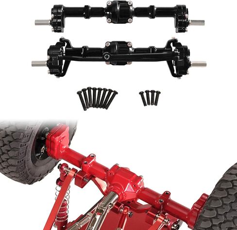 Front and Rear Portal Axles for 1:12 MN82 RC Car Metal Upgrade Parts 145mm Width 5mm Connector- Black in Saudi Arabia