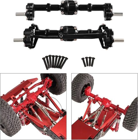 Front and Rear Portal Axles for 1:12 MN82 RC Car Metal Upgrade Parts 145mm Width 5mm Connector- Black in Saudi Arabia