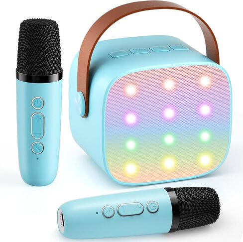 Mini Karaoke Machine with 2 Wireless Microphones, 2026 TOP Kids Portable Bluetooth Karaoke Machine for 3, 4, 5, 6, 7, 8, 9,10,11,12+Year Old, Christmas Birthday Gifts for Girls Boys Adults Home Party in Kuwait