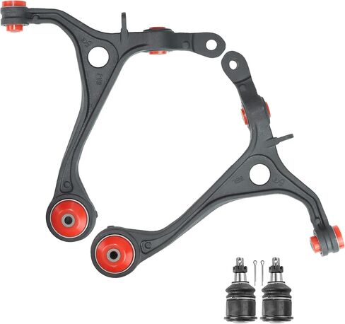 4pc Front Lower Control Arms w/Ball Joints for 2003-2007 Honda Accord, 2004-2008 Acura TSX, PU Bushing Lower Control Arms & Ball Joints, Replacement K640289 K640290, Wrinkle Black in Saudi Arabia