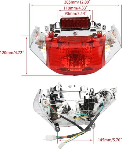 12V 5W Universal Scooter Tail Light with Turn Signal Lamp Assembly Replacement for GY6 49cc 50cc Sunny Jonway Roketa TaoTao Baja Shenke Chinese Scooter Moped in Kuwait