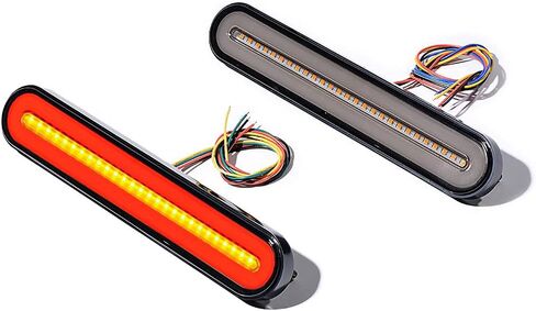 Dual Color Rear Fender/Bagger Vertical Mount LED Rod Light Kit Compatible with Harley Honda Yamaha Motorcycle - Tail Brake Stop Lamp Sequential Flashing Turn Signal Parking Light in Kuwait