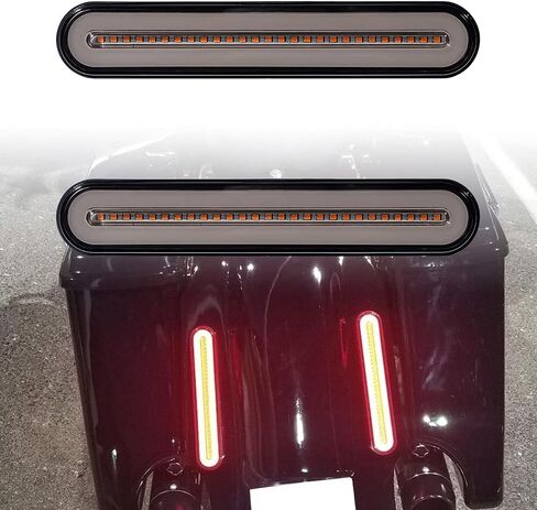 Dual Color Rear Fender/Bagger Vertical Mount LED Rod Light Kit Compatible with Harley Honda Yamaha Motorcycle - Tail Brake Stop Lamp Sequential Flashing Turn Signal Parking Light in Kuwait