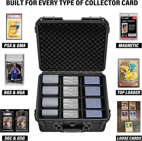 Graded Card Case Storage Box - PSA Slab Card Box for Graded Sports & Baseball Card with 9 Dividers - Trading Card Storage Holder for PSA | CSG | BGS & Toploaders - Home & Show Display for Safe Storage in Saudi Arabia