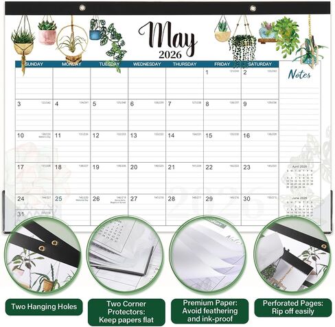 2026 Desk Calendar - Monthly Desk Calendar, JAN. 2026 - DEC. 2026, Desktop Calendar 2026, 17" x 12" Large Desk Calendar with Cutting Lines, Corner Protector, Note Section for home, office, school. in Kuwait
