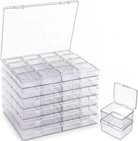 Jetec 6 Sets Bead Organizer Box, 6 Jewelry Organizers and Storage with 96 Small Boxs, Clear Craft Supply Container for Diamond Painting Rhinestones Screws Seed Charm Beads and Small Parts in Kuwait