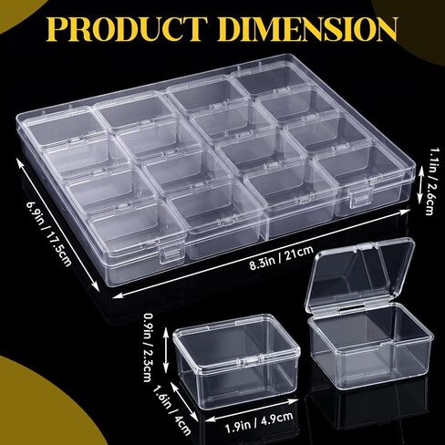 Jetec 6 Sets Bead Organizer Box, 6 Jewelry Organizers and Storage with 96 Small Boxs, Clear Craft Supply Container for Diamond Painting Rhinestones Screws Seed Charm Beads and Small Parts in Kuwait