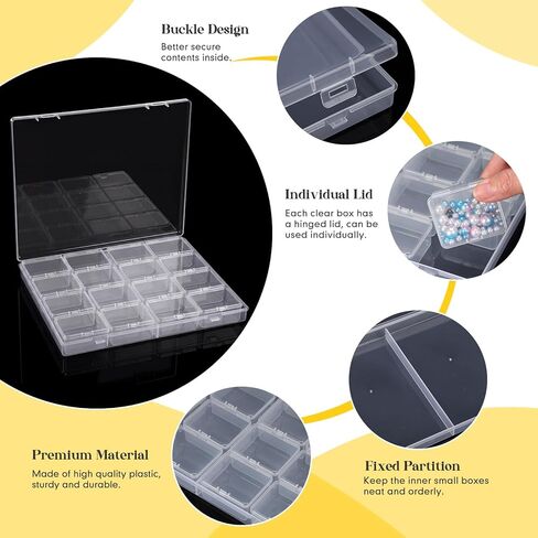Jetec 6 Sets Bead Organizer Box, 6 Jewelry Organizers and Storage with 96 Small Boxs, Clear Craft Supply Container for Diamond Painting Rhinestones Screws Seed Charm Beads and Small Parts in Kuwait