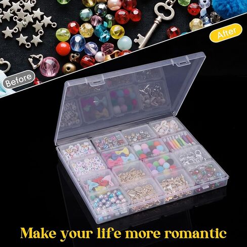 Jetec 6 Sets Bead Organizer Box, 6 Jewelry Organizers and Storage with 96 Small Boxs, Clear Craft Supply Container for Diamond Painting Rhinestones Screws Seed Charm Beads and Small Parts in Kuwait