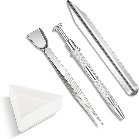 Viliqiou 13 PCS Craft Jewelry Bead Diamond Scoop Set, Stainless Steel Tweezers, Sorting Trays for Rhinestones, Pearls, Gemstones, DIY Tools and Supplies in Saudi Arabia