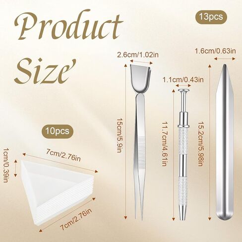 Viliqiou 13 PCS Craft Jewelry Bead Diamond Scoop Set, Stainless Steel Tweezers, Sorting Trays for Rhinestones, Pearls, Gemstones, DIY Tools and Supplies in Saudi Arabia
