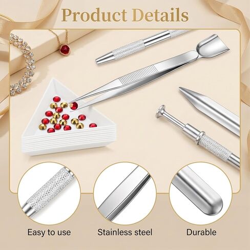 Viliqiou 13 PCS Craft Jewelry Bead Diamond Scoop Set, Stainless Steel Tweezers, Sorting Trays for Rhinestones, Pearls, Gemstones, DIY Tools and Supplies in Saudi Arabia