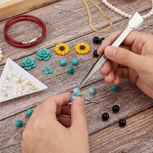 Viliqiou 13 PCS Craft Jewelry Bead Diamond Scoop Set, Stainless Steel Tweezers, Sorting Trays for Rhinestones, Pearls, Gemstones, DIY Tools and Supplies in Saudi Arabia