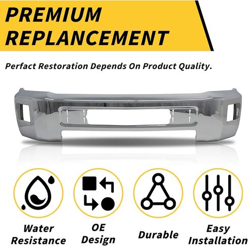 PENSUN Front Bumper Fit For Chevy Silverado 2500 HD / 3500 HD 2015 2016 2017 2018 2019 Chrome Steel W/Fog Hole GM1002849, 22978629, 23468140, 191275493601 in Kuwait