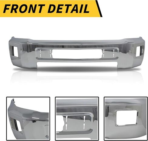 PENSUN Front Bumper Fit For Chevy Silverado 2500 HD / 3500 HD 2015 2016 2017 2018 2019 Chrome Steel W/Fog Hole GM1002849, 22978629, 23468140, 191275493601 in Kuwait
