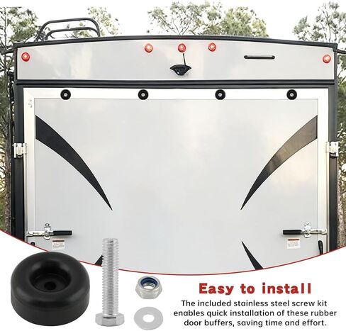 4 pcs Trailer Ramp Door Bumpers, 2.5 Inch Round Rubber Bump Stops for Trailer Door Bumper Air Compressors Pressure Washers with Screw Kits and Reflective Strip Sticker(Color:Black) in Saudi Arabia