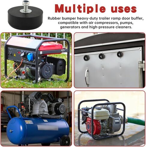 4 pcs Trailer Ramp Door Bumpers, 2.5 Inch Round Rubber Bump Stops for Trailer Door Bumper Air Compressors Pressure Washers with Screw Kits and Reflective Strip Sticker(Color:Black) in Saudi Arabia